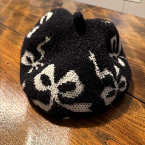 NWT Anthropologie Black & White Maeve Icon Beret - One Size Adjustable - Picture 3 of 7